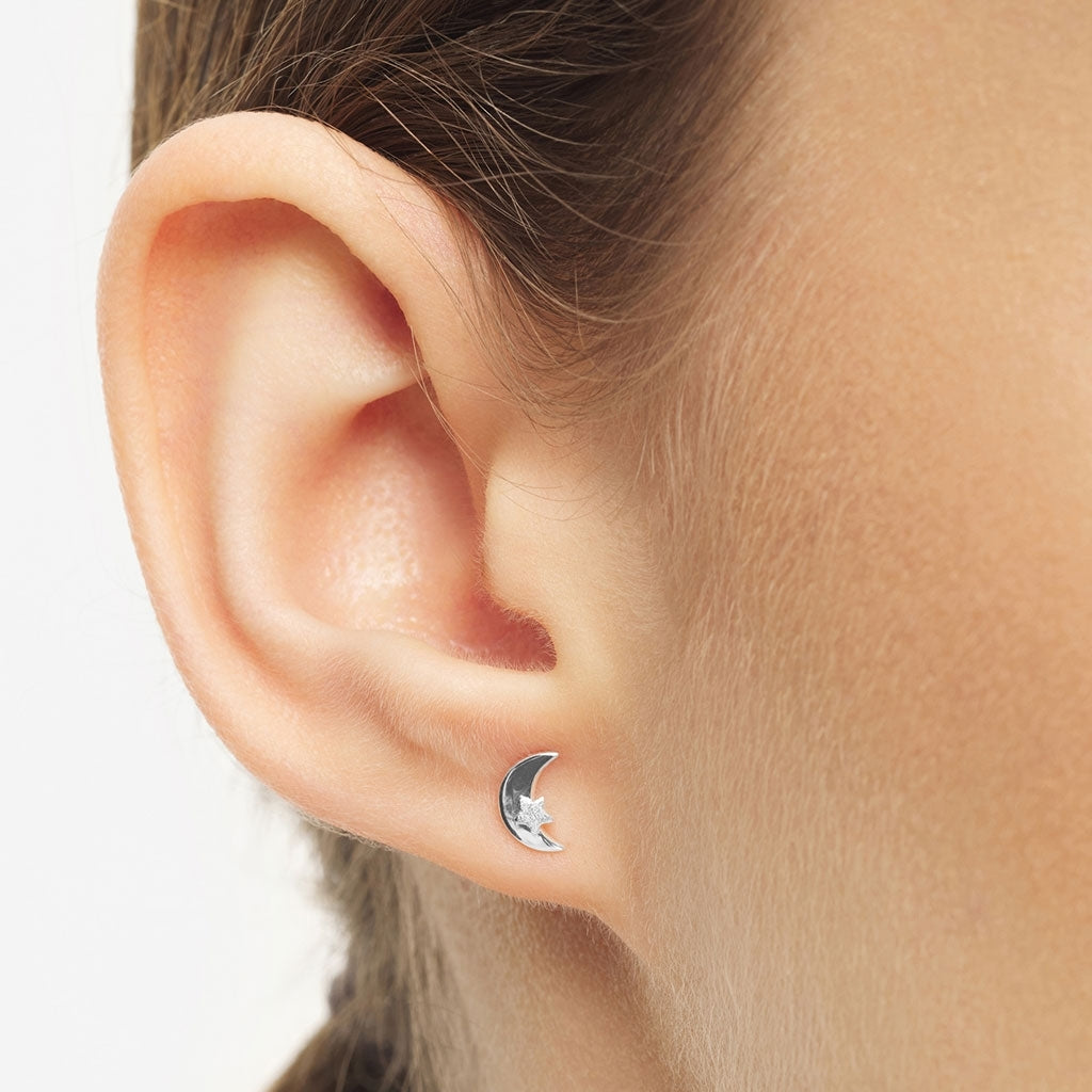 LULU Copenhagen Moon & Star boucle d'oreille 1 pièce Ear stud, 1 pcs Silver