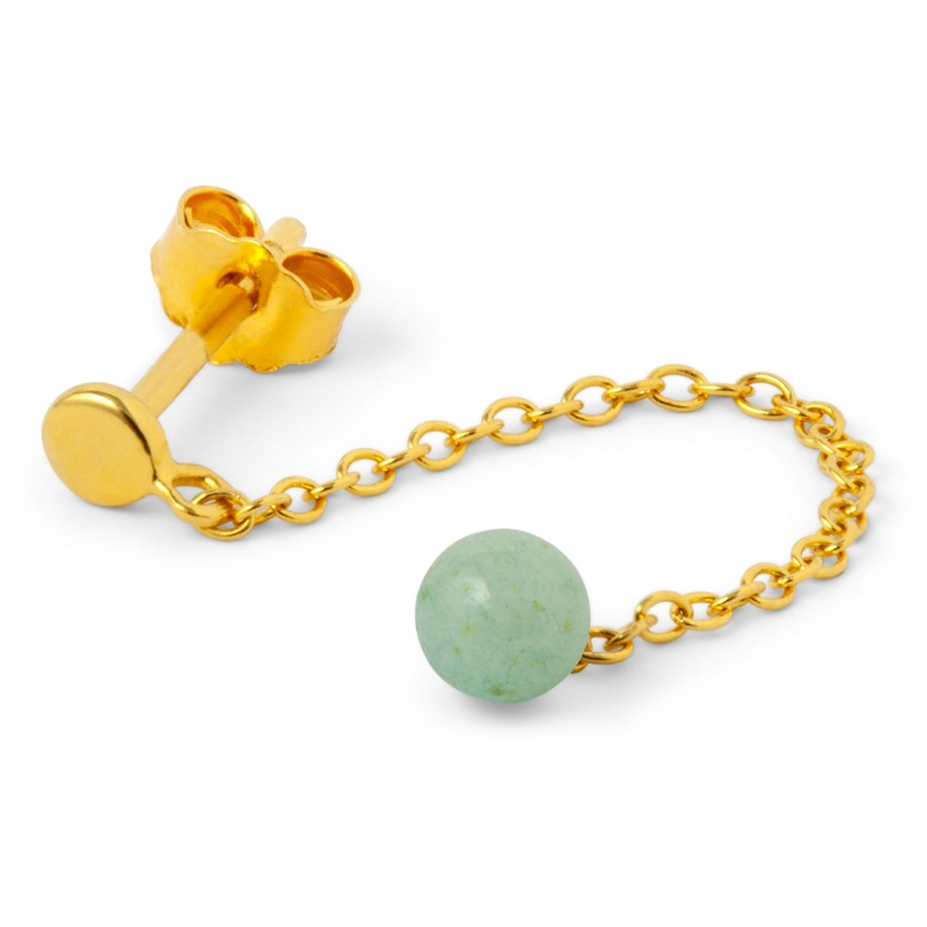 LULU Copenhagen Natural Stone Chain boucle d'oreille 1 pièce Ear stud, 1 pcs Light Green