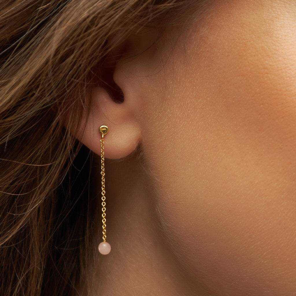 LULU Copenhagen Natural Stone Chain boucle d'oreille 1 pièce Ear stud, 1 pcs Rose