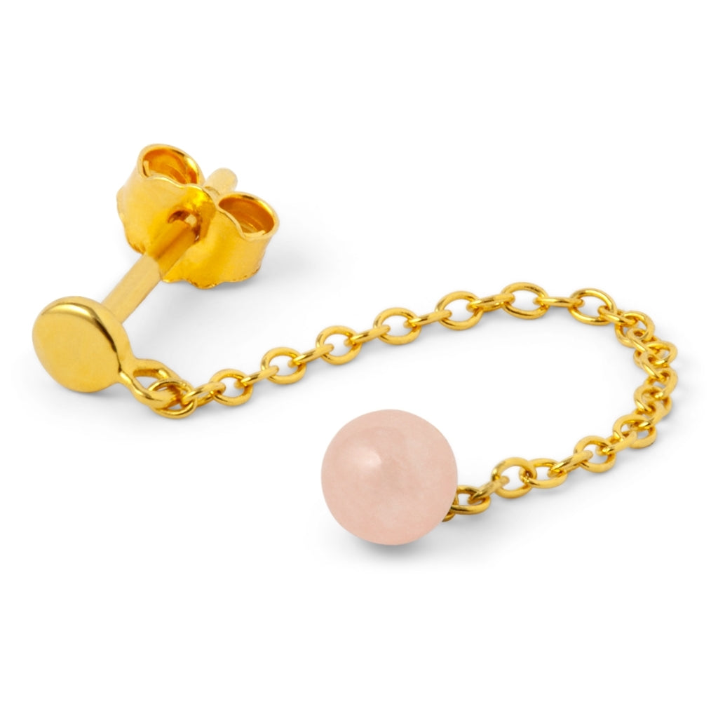 LULU Copenhagen Natural Stone Chain boucle d'oreille 1 pièce Ear stud, 1 pcs Rose