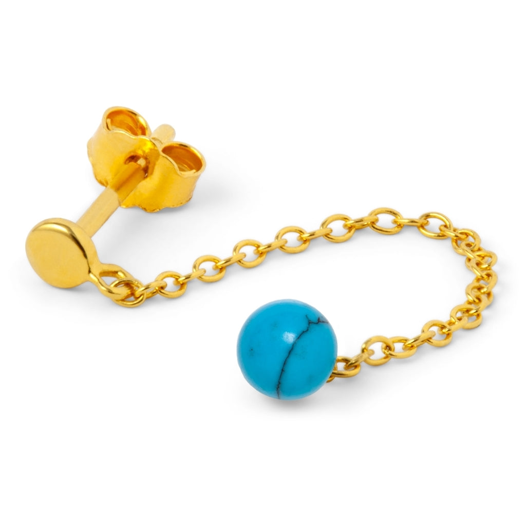 LULU Copenhagen Natural Stone Chain boucle d'oreille 1 pièce Ear stud, 1 pcs Turquoise