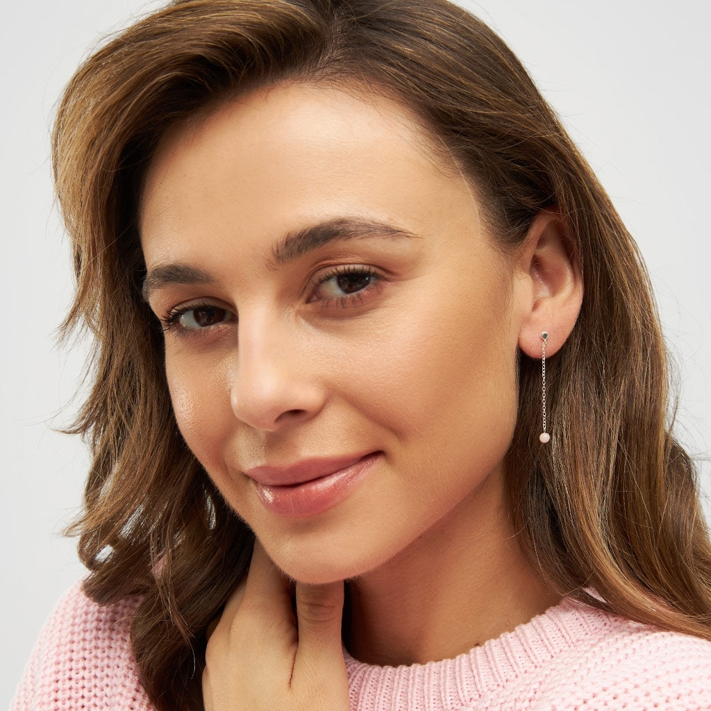LULU Copenhagen Natural Stone Chain boucle d'oreille 1 pièce Ear stud, 1 pcs Rose