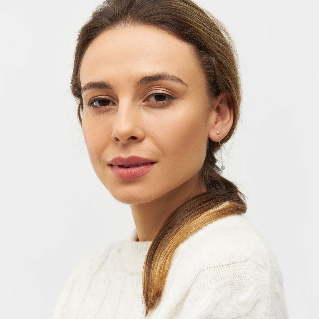 LULU Copenhagen Natural Stone Chain boucle d'oreille 1 pièce Ear stud, 1 pcs Light Green