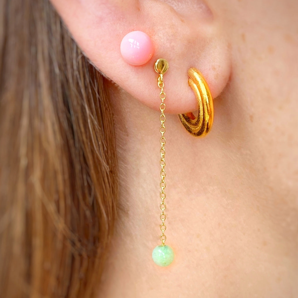 LULU Copenhagen Natural Stone Chain boucle d'oreille 1 pièce Ear stud, 1 pcs Light Green