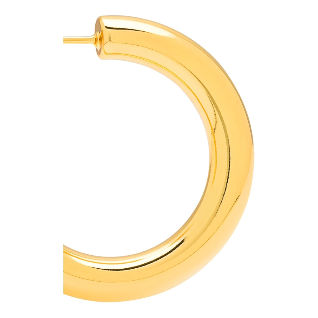 LULU Copenhagen Non Hoops Chunky Medium paire brillant Hoops Gold Plated