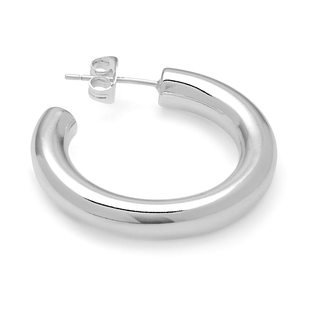 LULU Copenhagen Non Hoops Chunky Medium paire brillant Hoops Silver Plated