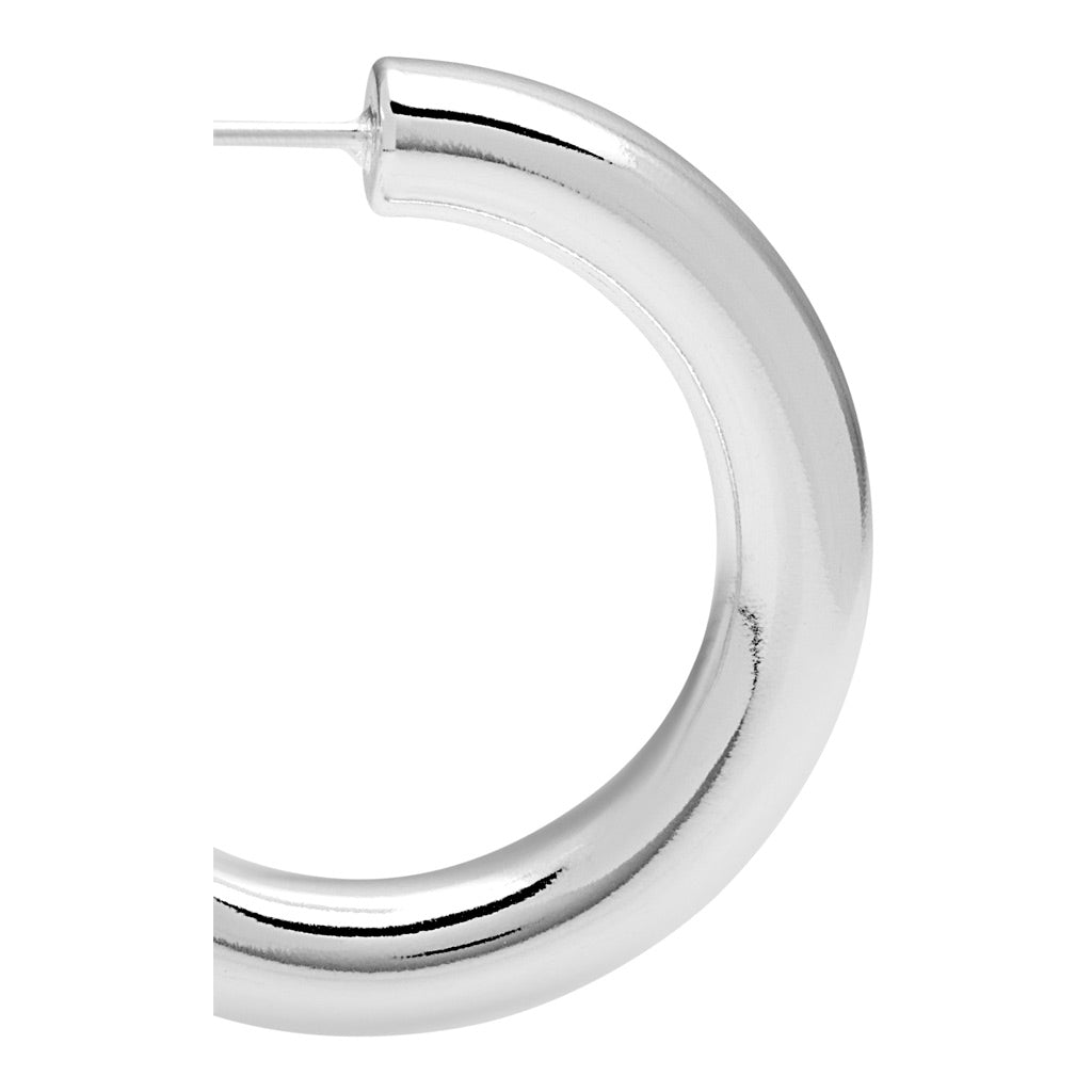 LULU Copenhagen Non Hoops Chunky Medium paire brillant Hoops Silver Plated