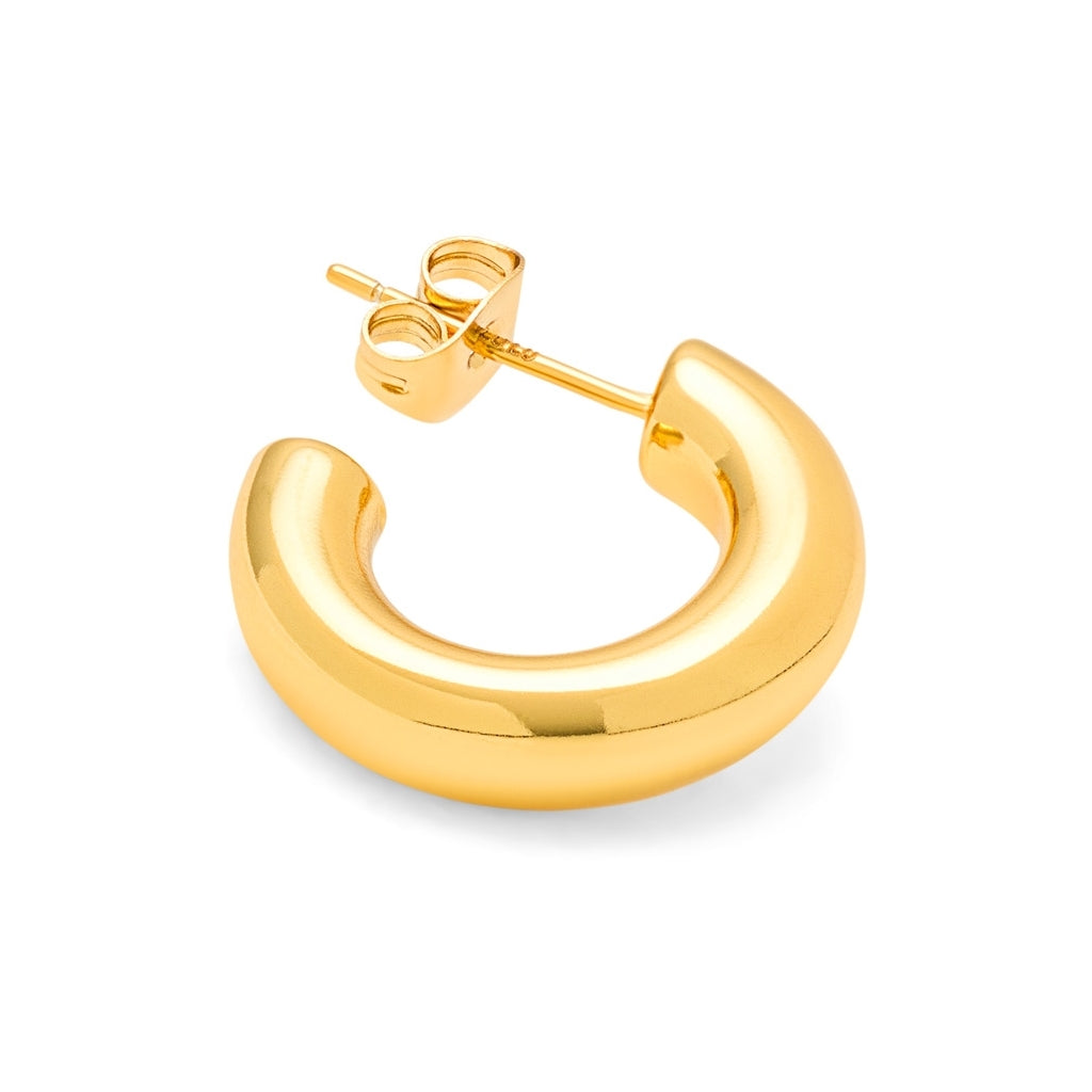 LULU Copenhagen Non Hoops Chunky Small paire brillant Hoops Gold Plated