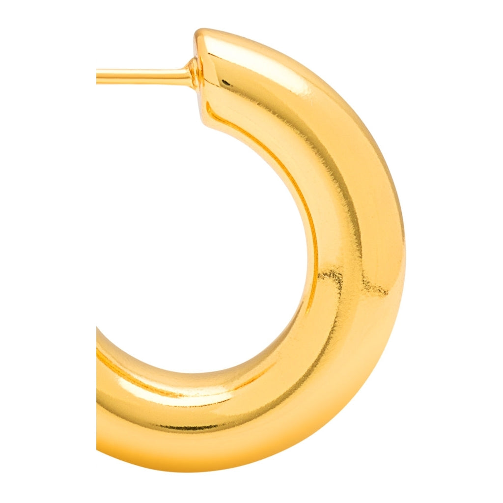 LULU Copenhagen Non Hoops Chunky Small paire brillant Hoops Gold Plated