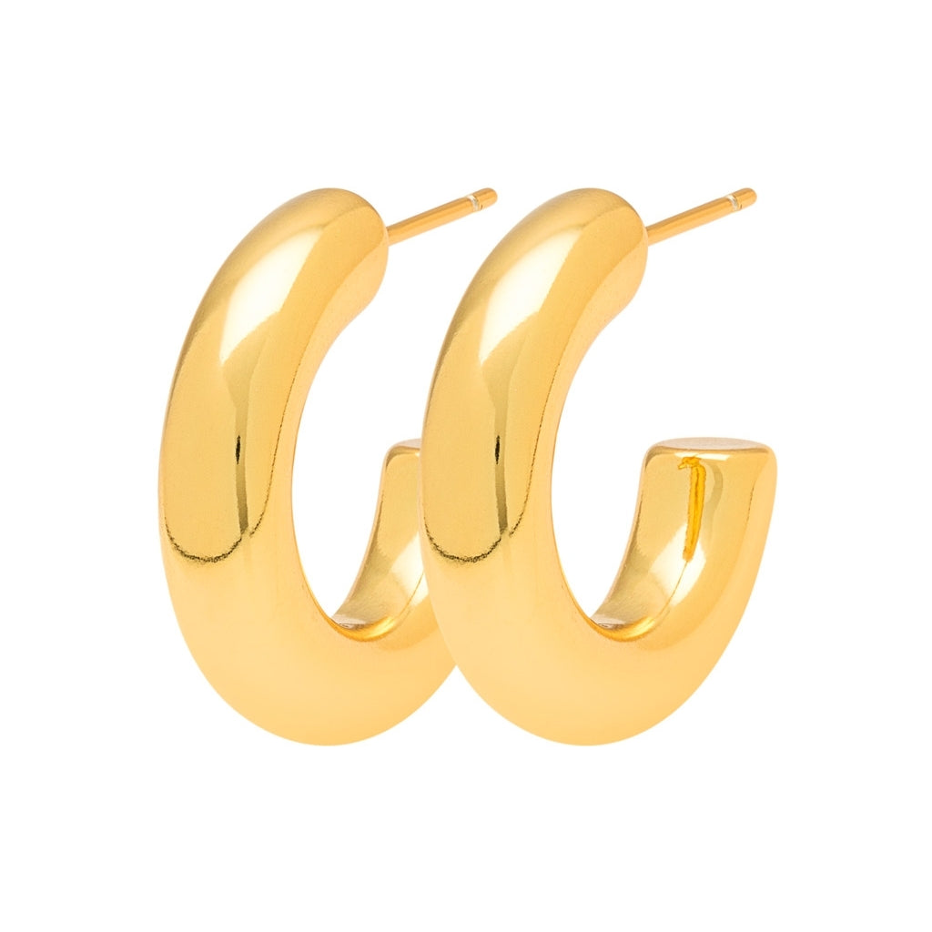 LULU Copenhagen Non Hoops Chunky Small paire brillant Hoops Gold Plated
