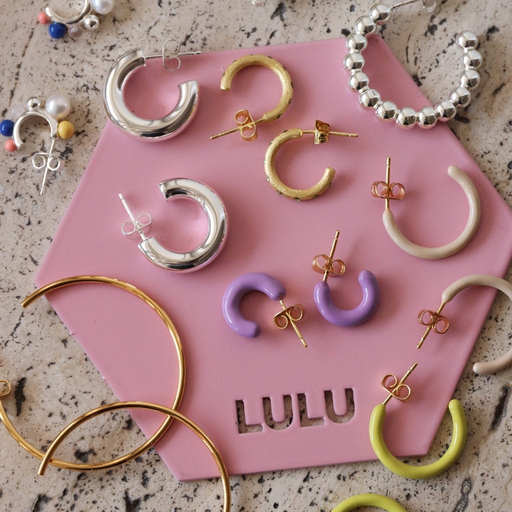 LULU Copenhagen Non Hoops Chunky Small paire brillant Hoops Silver Plated