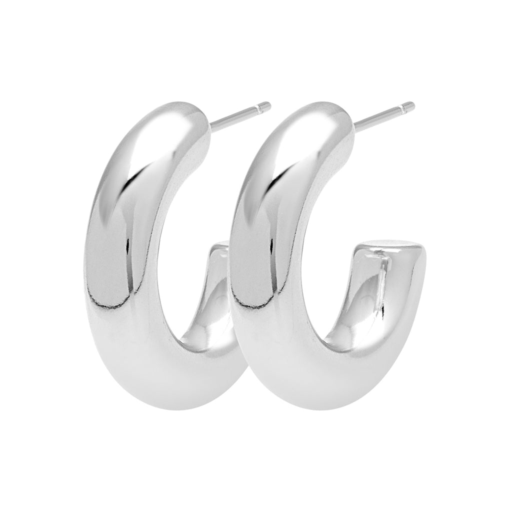 LULU Copenhagen Non Hoops Chunky Small paire brillant Hoops Silver Plated