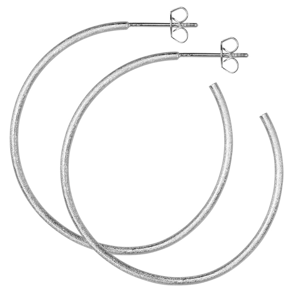 LULU Copenhagen Non Hoops Large paire Hoops Silver Plated