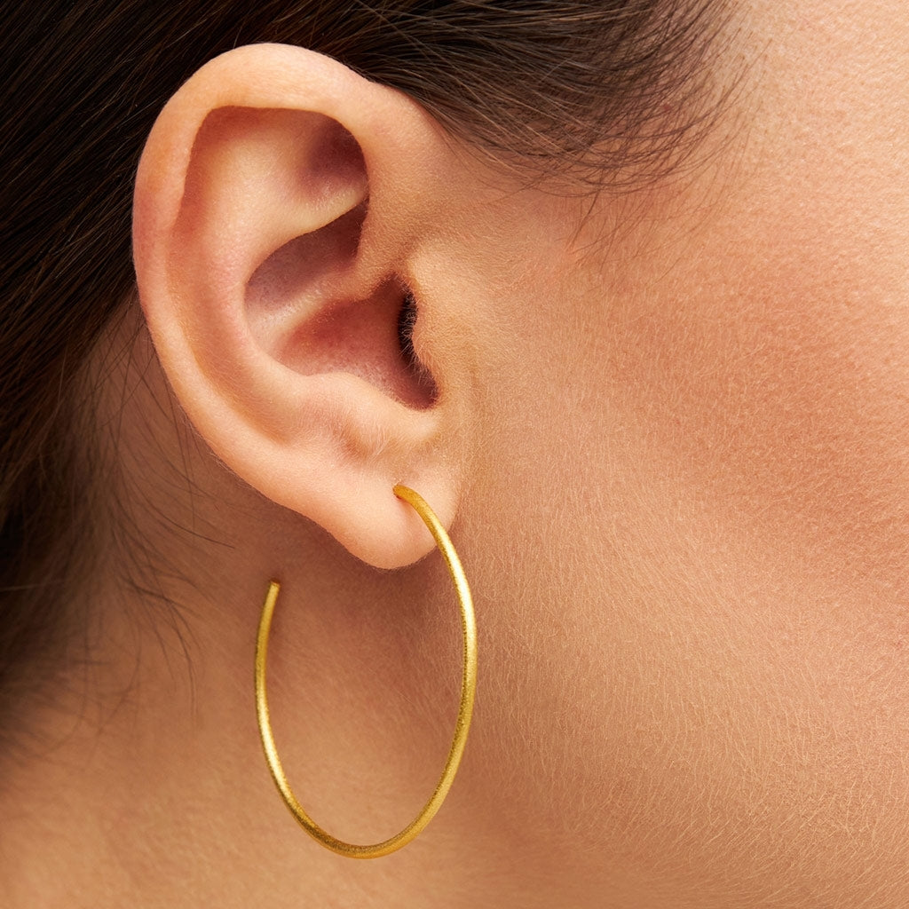 LULU Copenhagen Non Hoops Large paire Hoops Gold Plated