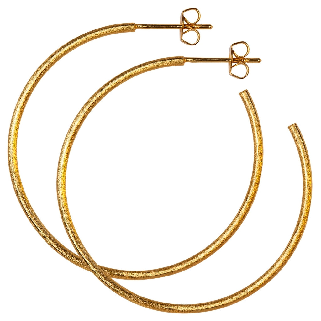 LULU Copenhagen Non Hoops Large paire Hoops Gold Plated