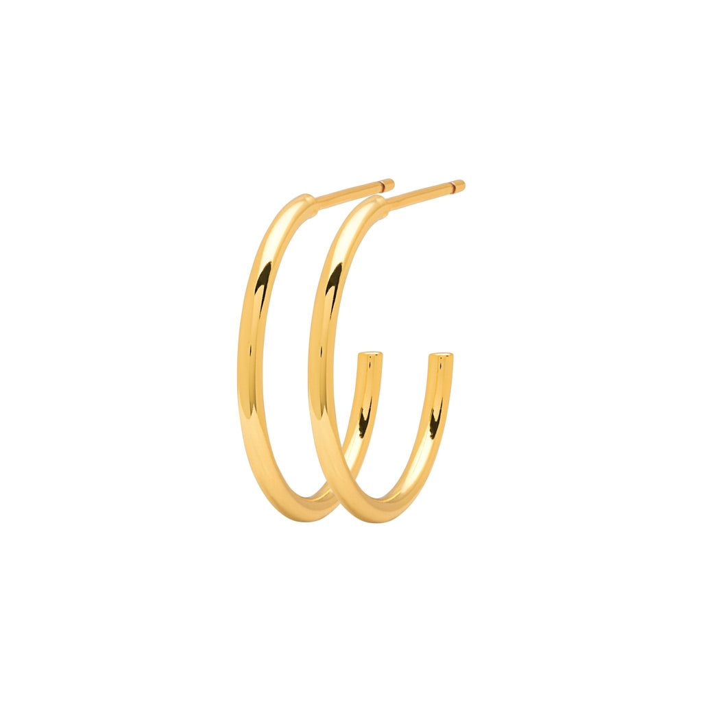 LULU Copenhagen Non Hoops Medium pair brillant Hoops Gold Plated
