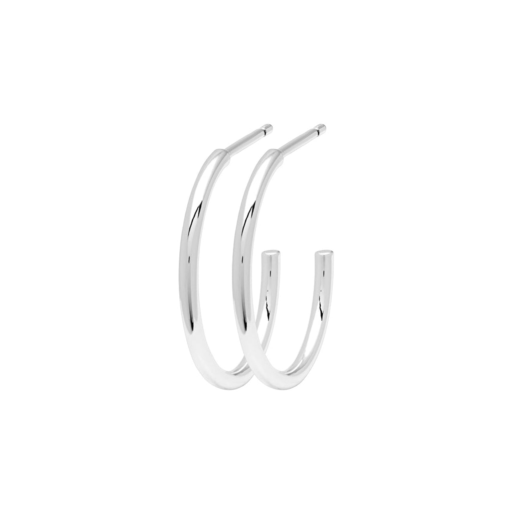 LULU Copenhagen Non Hoops Medium paire brillant Hoops Silver Plated