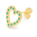 OMG Heart earring 1 gold plated - Light Green
