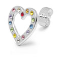 OMG Heart earring 1 pcs silver plated - Rainbow
