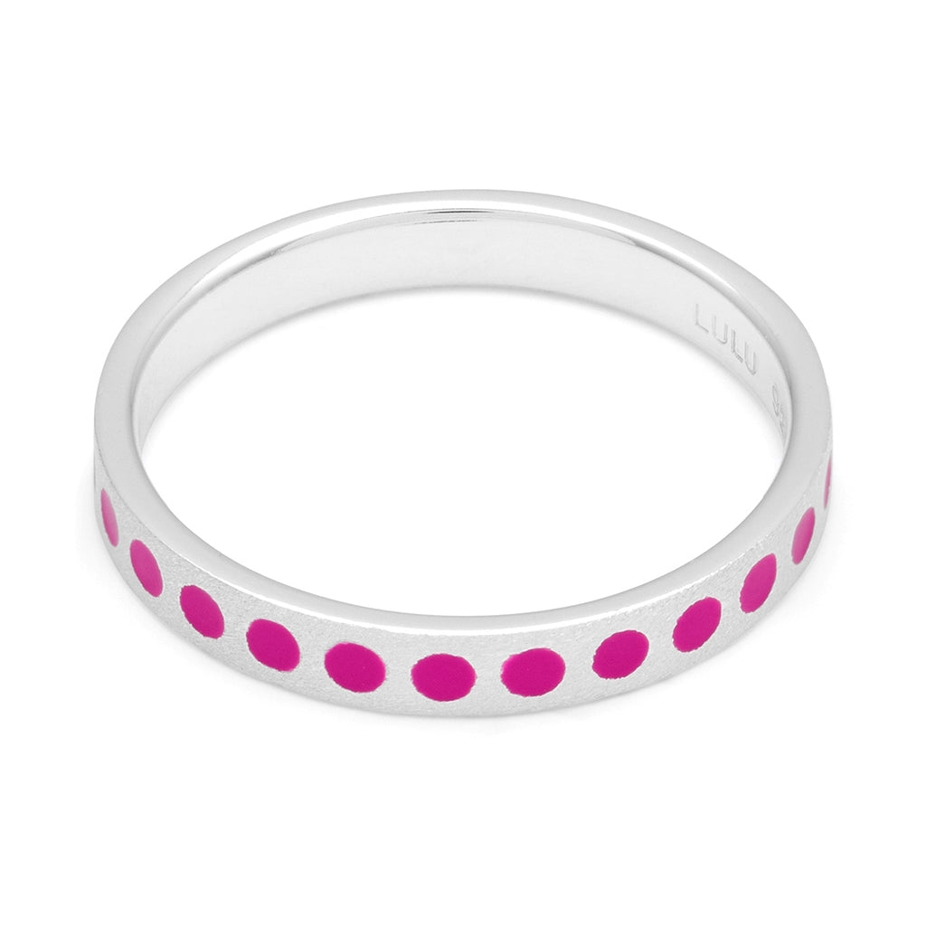 LULU Copenhagen Pattern Ring argent Rings Electric Fuchsia Pink