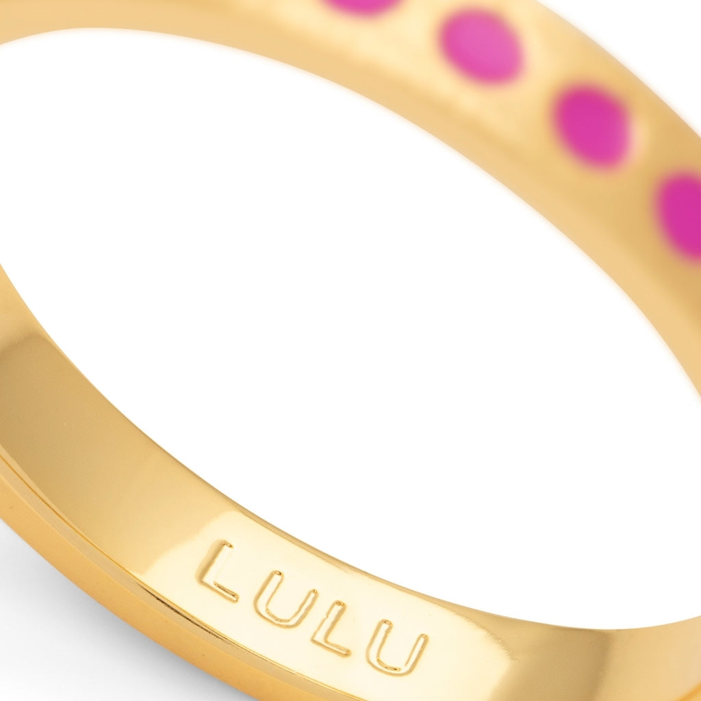 LULU Copenhagen Pattern Ring plaqué or Rings Electric Fuchsia Pink