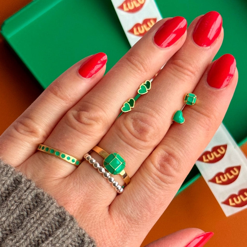 LULU Copenhagen Pattern Ring plaqué or Rings Light Green