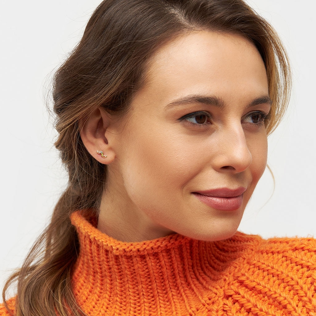 LULU Copenhagen Snaky boucle d'oreille 1 pièce plaqué or Ear stud, 1 pcs Rainbow