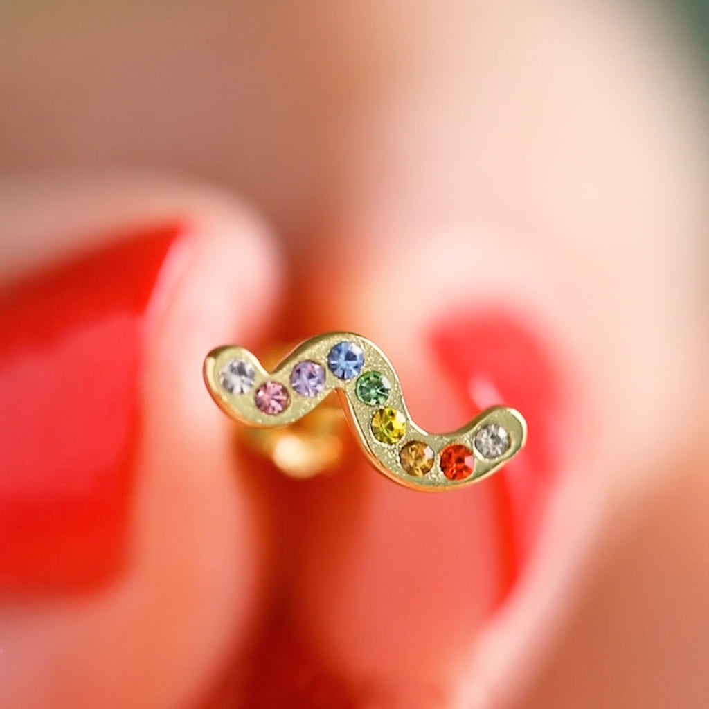 LULU Copenhagen Snaky boucle d'oreille 1 pièce plaqué or Ear stud, 1 pcs Rainbow