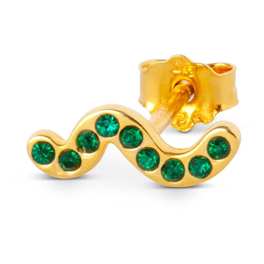 LULU Copenhagen Snaky boucle d'oreille 1 pièce plaqué or Ear stud, 1 pcs Green