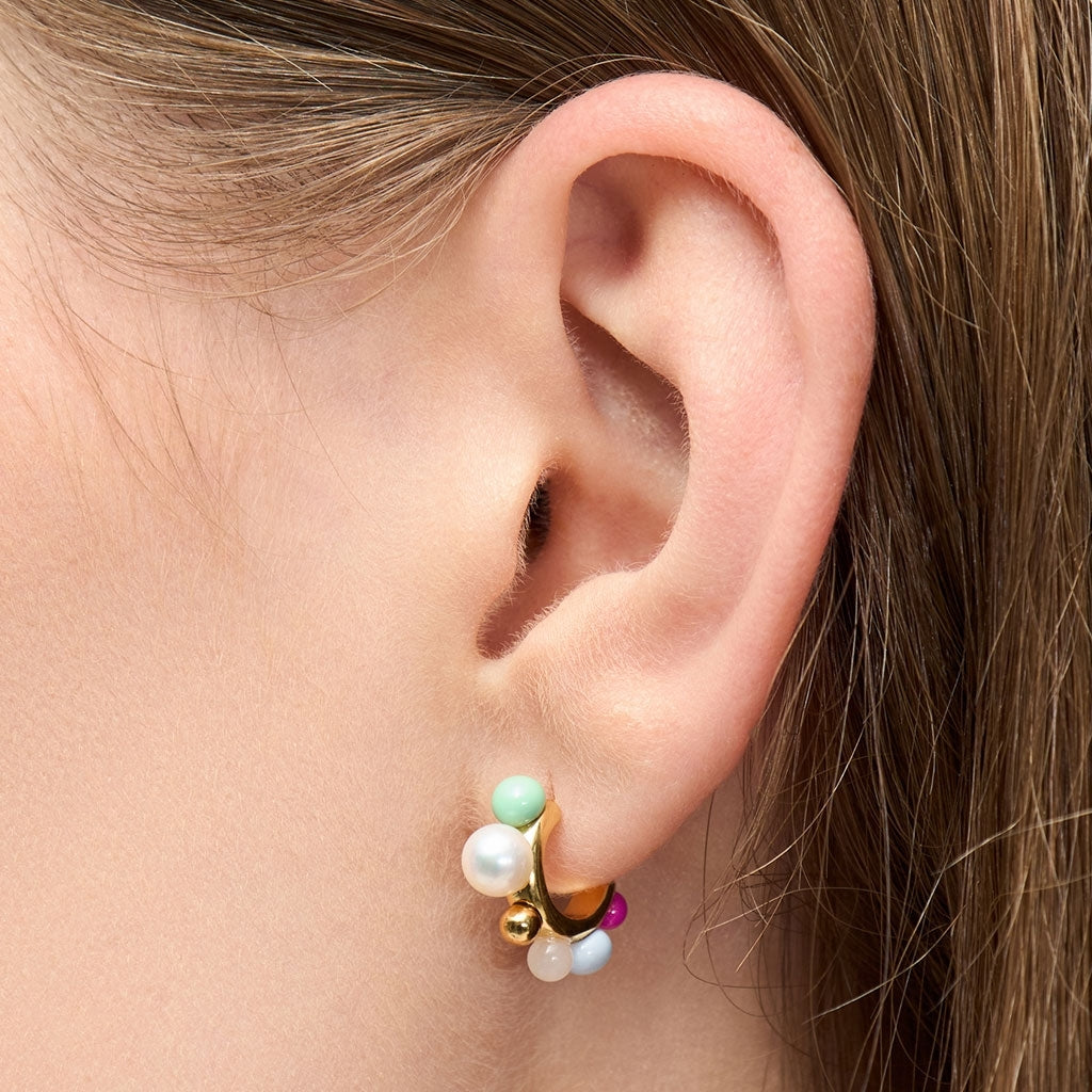 LULU Copenhagen Space Hoops Paire plaqué or Hoops Skyride Blue