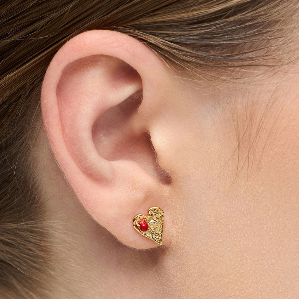 LULU Copenhagen Sweet Heart d'oreille 1 pièce Ear stud, 1 pcs Passion Red