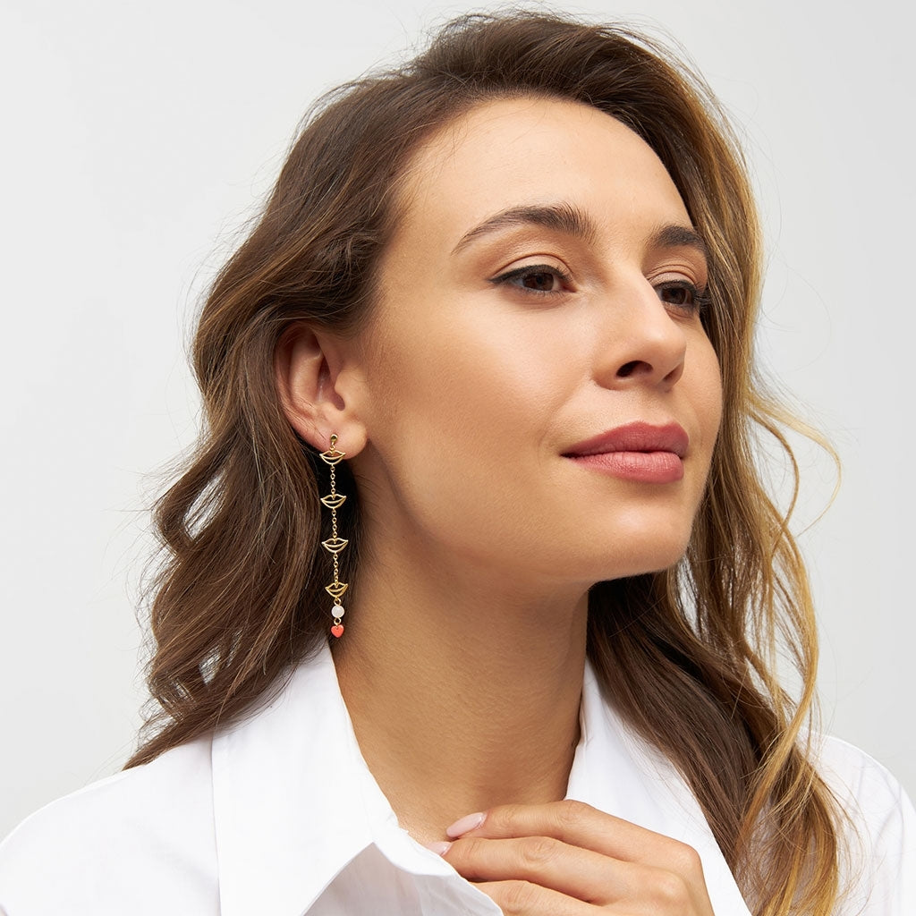 LULU Copenhagen Topping Long 4 Secrets boucle d'oreille 1 pièce Ear stud, 1 pcs Gold Plated