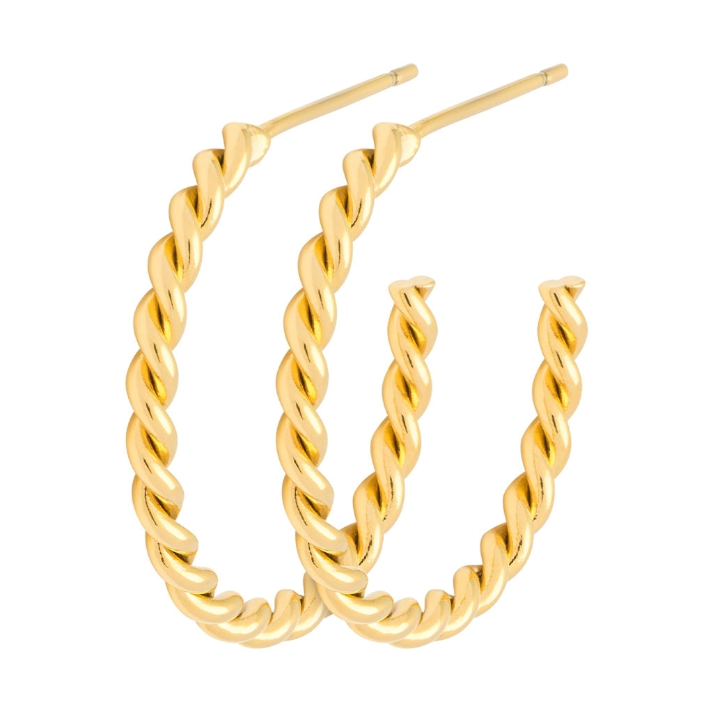 LULU Copenhagen Twisted Hoops paire - plaqué or Hoops Gold Plated