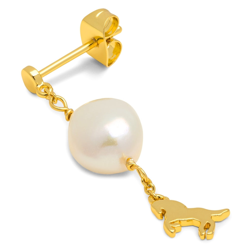 LULU Copenhagen Wild Horse Pearl earring 1 pcs gold plated Ear stud, 1 pcs Gold Plated