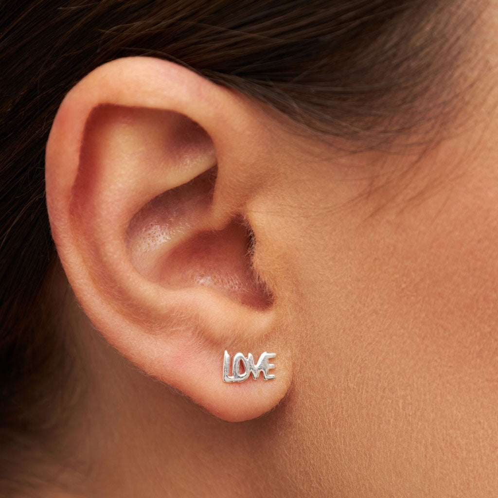 LULU Copenhagen Word Love boucle d'oreille 1 pièce Ear stud, 1 pcs Silver