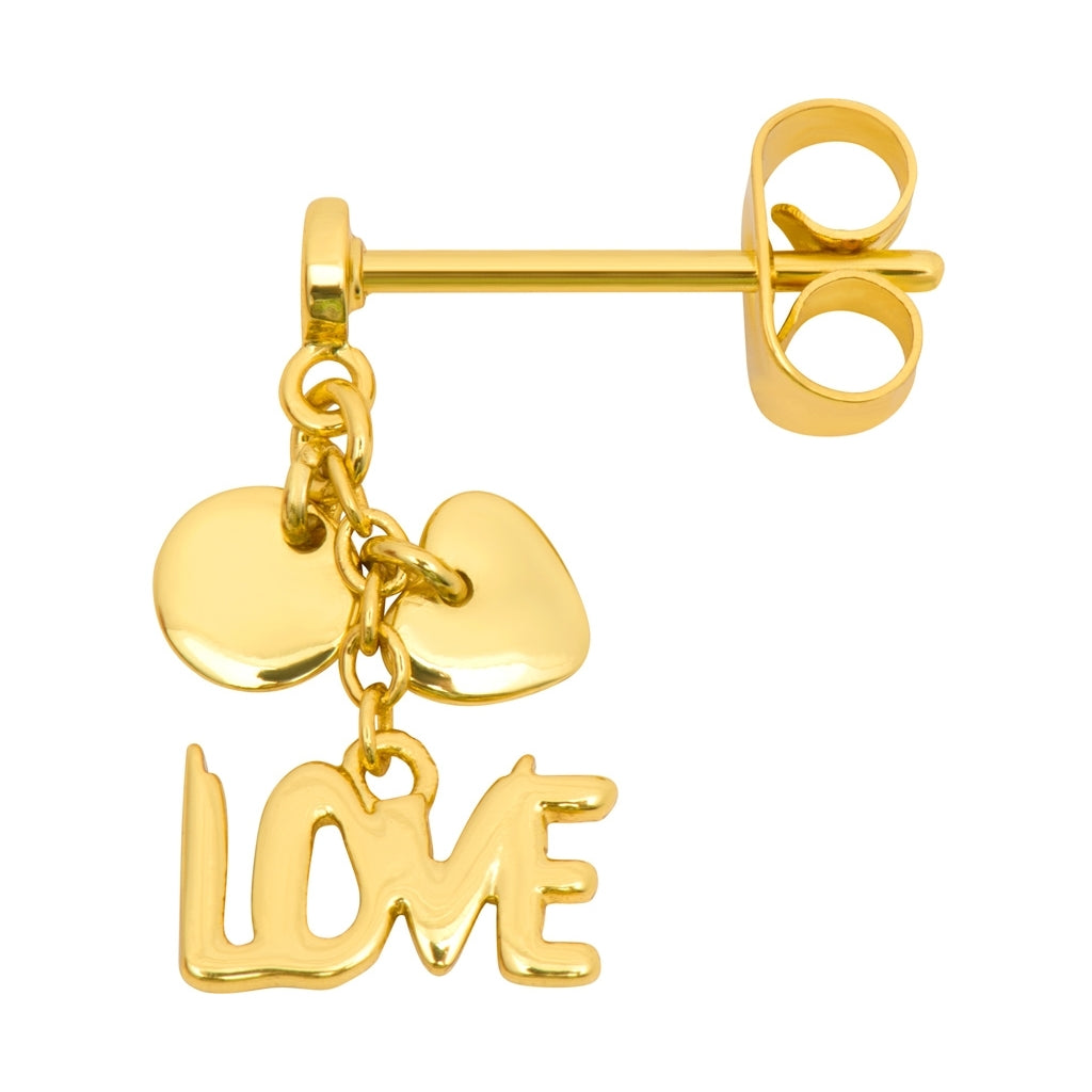 LULU Copenhagen Word Love Dangling boucle d'oreille 1 pièce Ear stud, 1 pcs Gold Plated