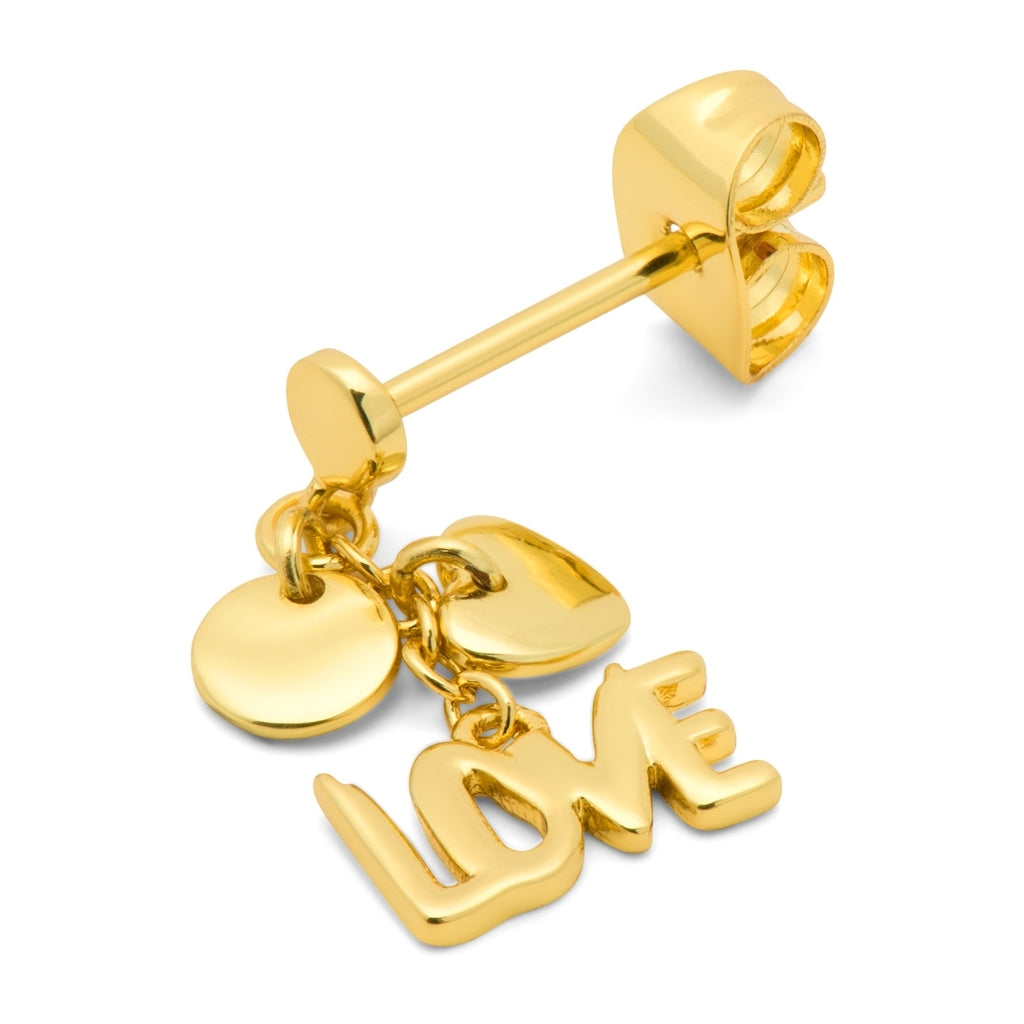 LULU Copenhagen Word Love Dangling boucle d'oreille 1 pièce Ear stud, 1 pcs Gold Plated