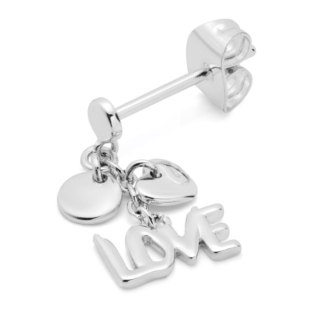 LULU Copenhagen Word Love Dangling boucle d'oreille 1 pièce Ear stud, 1 pcs Silver Plated
