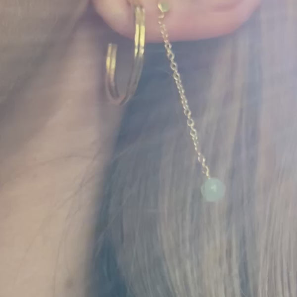 LULU Copenhagen Natural Stone Chain boucle d'oreille 1 pièce Ear stud, 1 pcs Light Green - Video preview