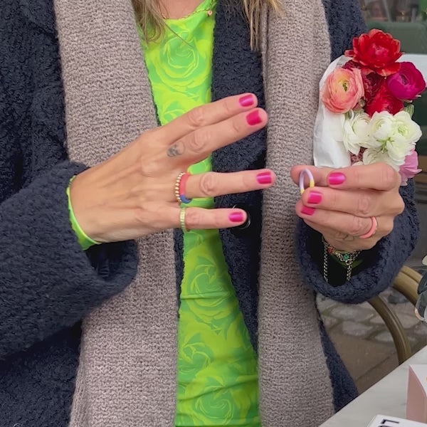 LULU Copenhagen Double Color Ring Rings Orange/Coral - Blue - Video preview