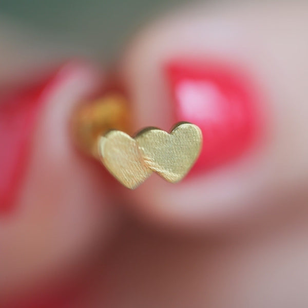 LULU Copenhagen Domino Hearts 2 boucle d'oreille 1 pièce Ear stud, 1 pcs Gold Plated - Video preview