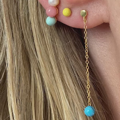 LULU Copenhagen Natural Stone Chain boucle d'oreille 1 pièce Ear stud, 1 pcs Turquoise