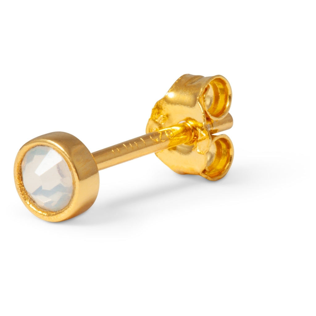 LULU Copenhagen Bling boucle d'oreille 1 pièce plaqué or Ear stud, 1 pcs White Opal