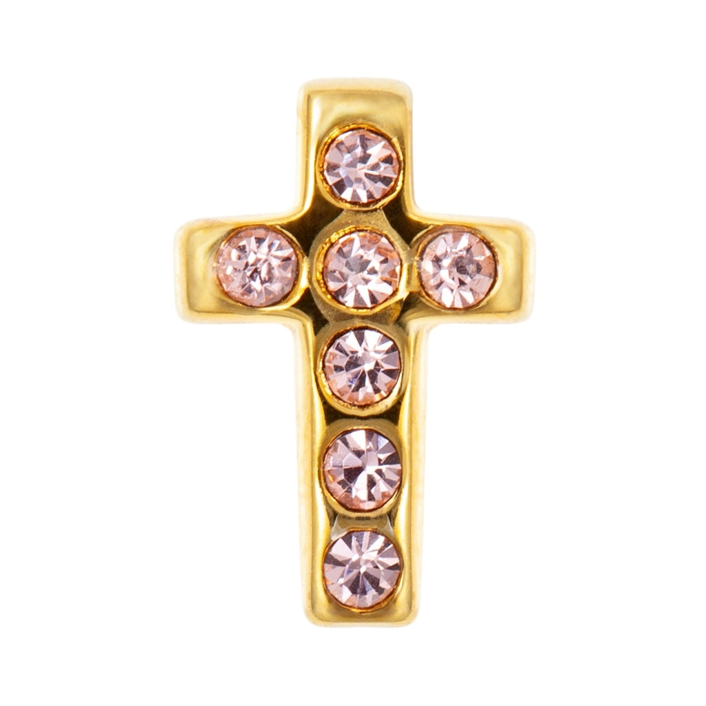 LULU Copenhagen Cross Crystal boucle d'oreille 1 pièce plaqué or Ear stud, 1 pcs Rose