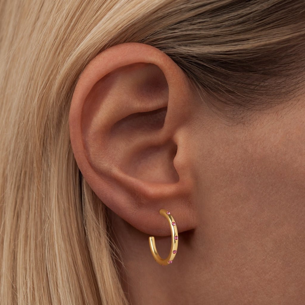 LULU Copenhagen OMG Hoops Medium paire plaqué or Hoops Rose