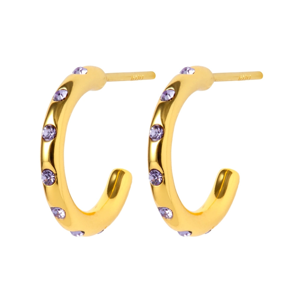LULU Copenhagen OMG Hoops Small paire plaqué or Hoops Violet