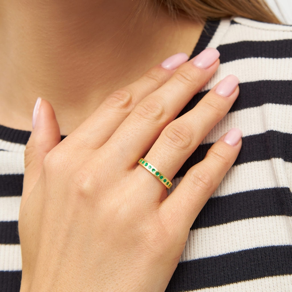 LULU Copenhagen Pattern Ring plaqué or Rings Light Green